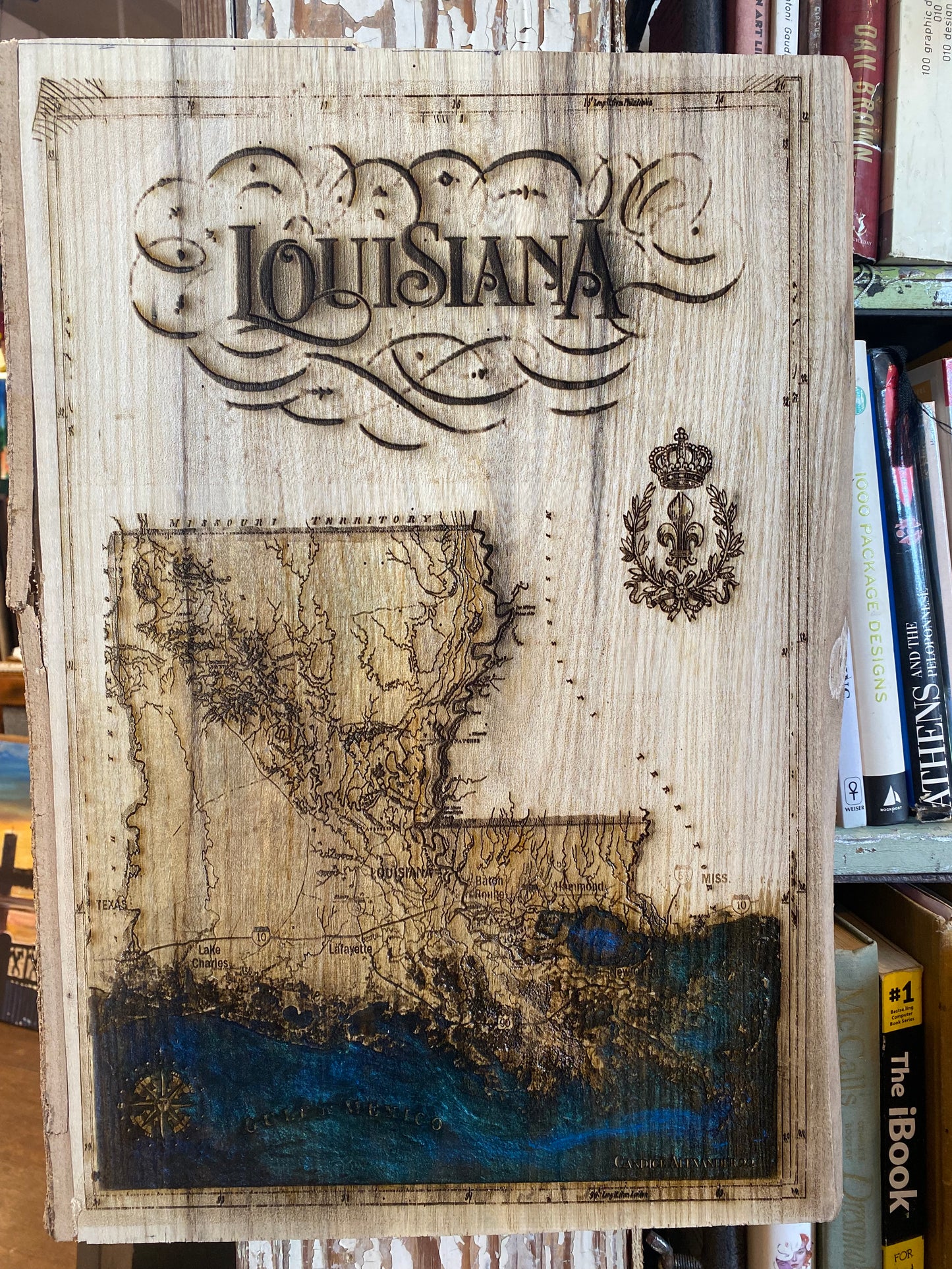 Old Louisiana Map Wood Engraving "One of a Kind"