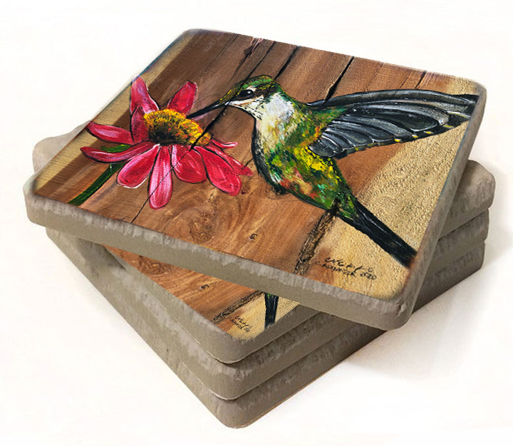 Hummingbird acrylic painting art by Louisiana artist candice Alexander  Coasters gift