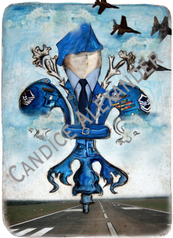 Air Force Fleur de Lis Art by Candice Alexander Louisiana Artist