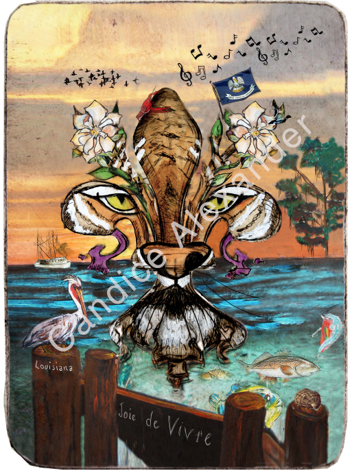 Bengal Sunset Fleur De Lis Candice Alexander Fleur De Lis art by Candice Alexander, Louisiana Artist