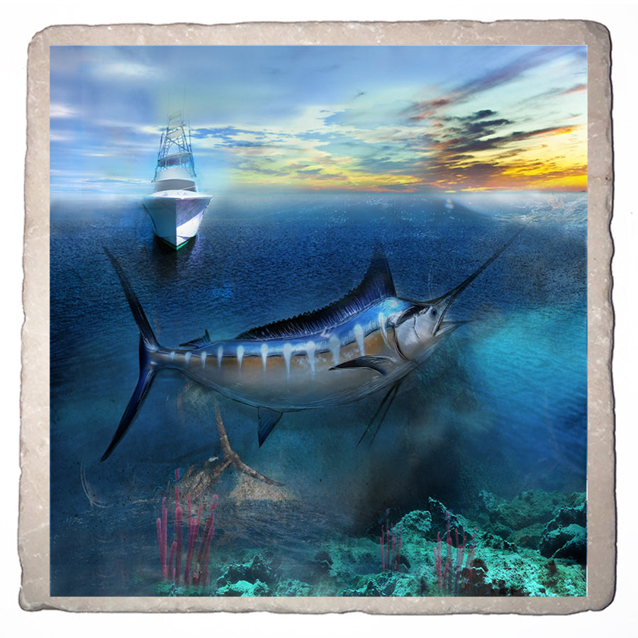 Embossi Printed Marlin Deep Sea Fishing Poster Switch / Outl