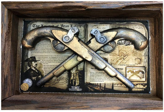 Copper, Gold, Bronze Jean Lafitte i10 bridge pistols by Candice Alexander