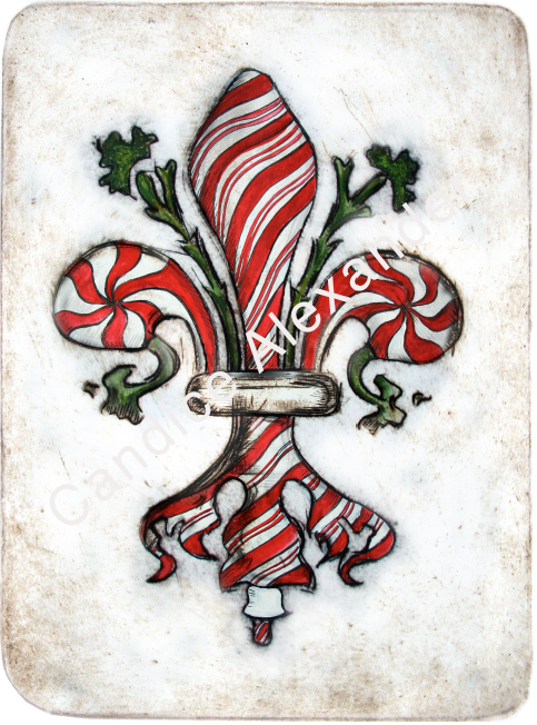 Candy Cane Fleur de Lis design by Candice Alexander, Fleur de lis artist Fleur De Lis art by Candice Alexander, Louisiana Artist