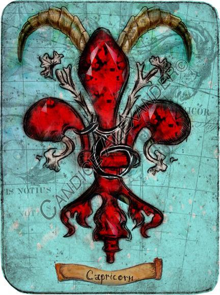 Capricorn Zodiac Fleur de Lis Art by Candice Alexander, Fleur de Lis Artist Fleur De Lis art by Candice Alexander, Louisiana Artist