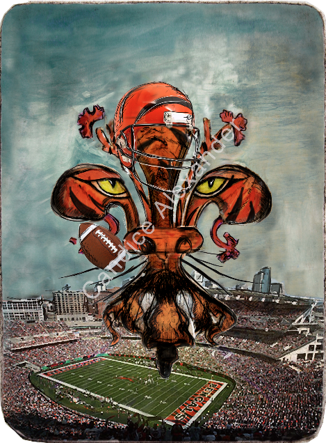 Cincinnati Bengals Fleur de Lis design by Candice Alexander, Fleur de Lis Artist Fleur De Lis art by Candice Alexander, Louisiana Artist