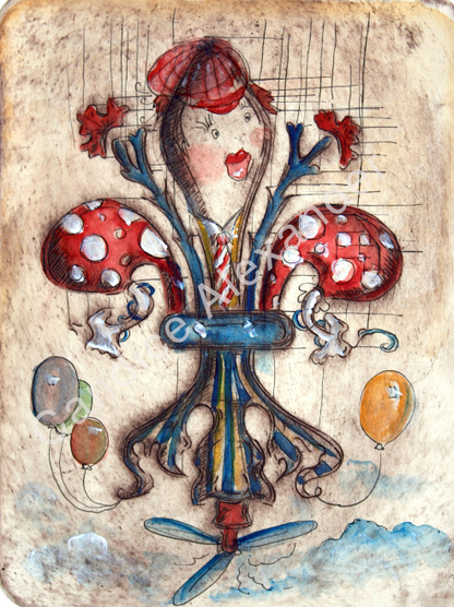 Clown Fleur de Lis design by Candice Alexander, Fleur de Lis Artist