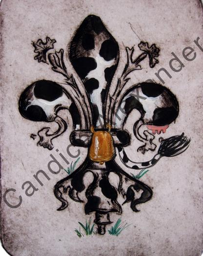 Cow Fleur de Lis design by Candice Alexander, Fleur de Lis Artist Fleur De Lis art by Candice Alexander, Louisiana Artist