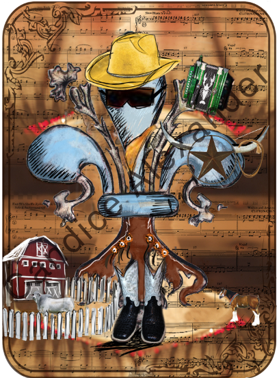 Cowboy Fleur de Lis design by Candice Alexander, Fleur de Lis Artist