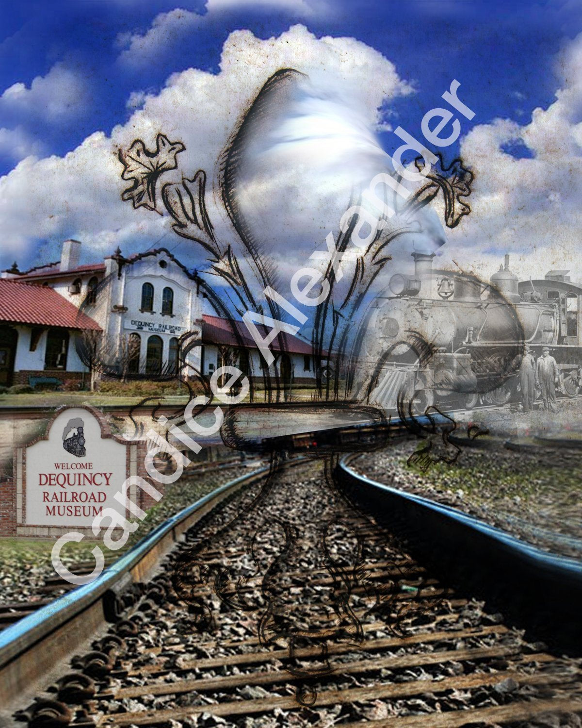 DeQuincy railroad Fleur De Lis art by Candice Alexander, Louisiana Artist