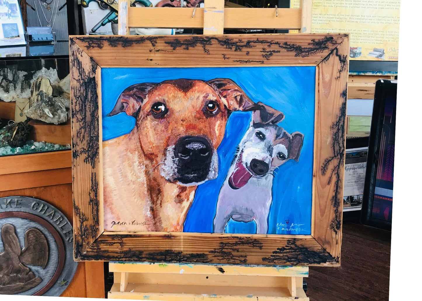 Custom dog painting by Candice Alexander Louisiana Fleur de Lis artist