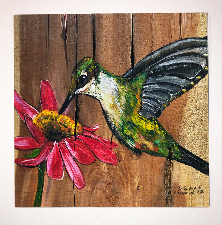 Hummingbird on Wood