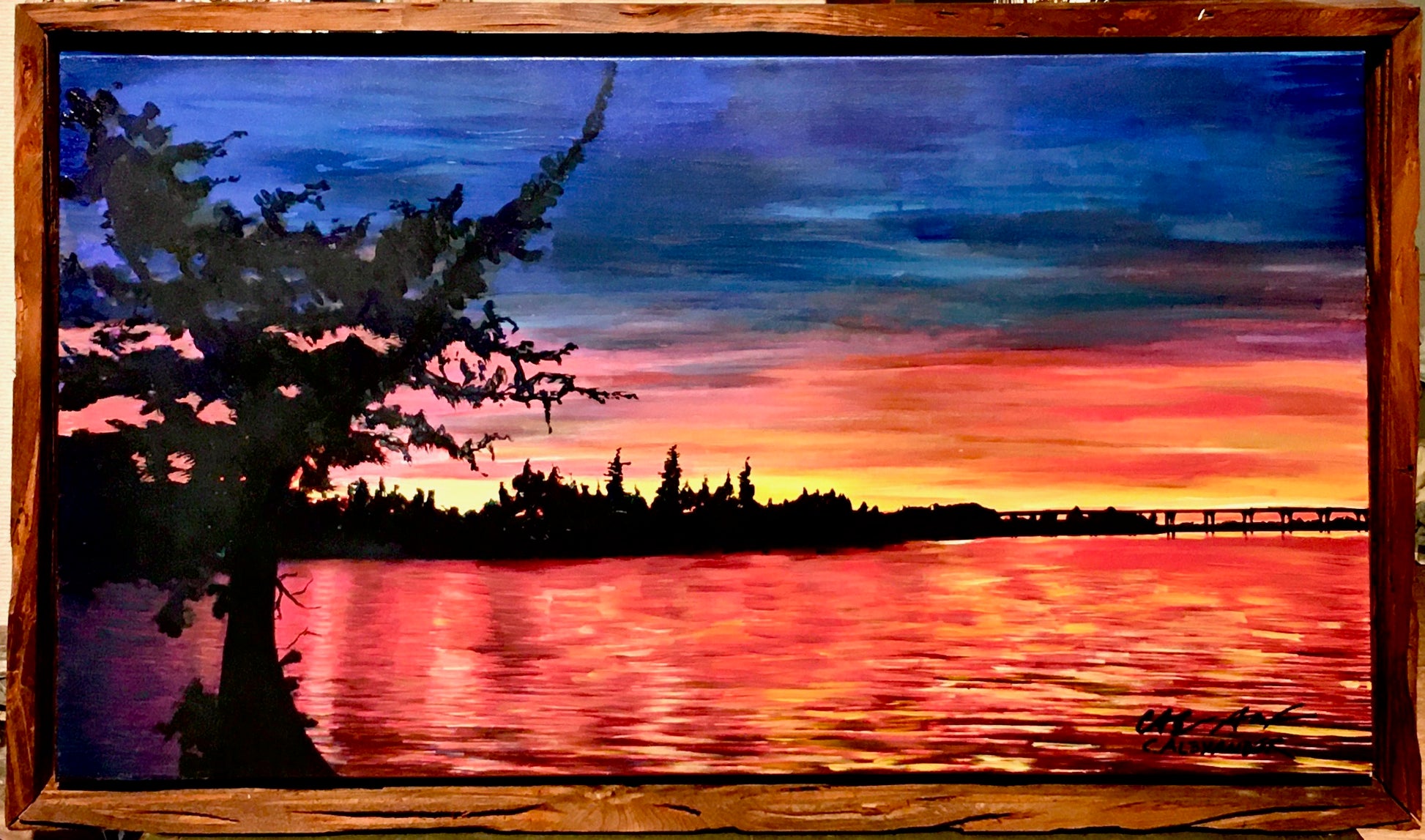 Candice Alexander, Alexander Art, Louisiana, Shreveport, Lake Charles, Cross Lake, Sunset, Bayou, Louisiana Collection, Landscape Background, Sky