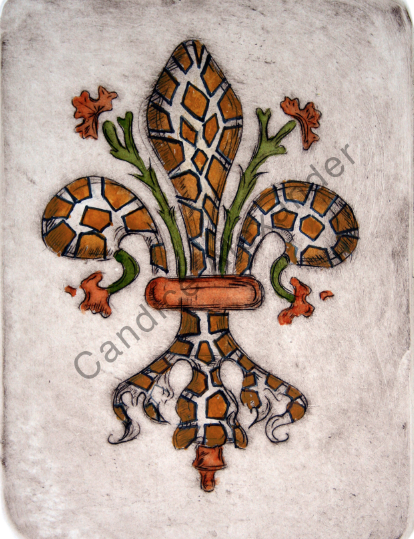 giraffe Fleur De Lis art by Candice Alexander, Louisiana Artist