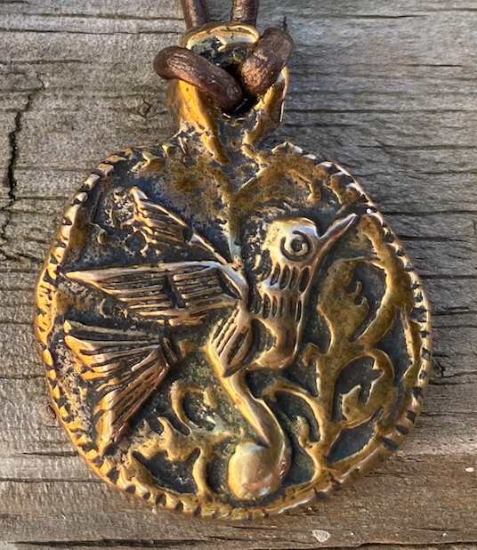 Bronze Hummingbird Medallion Necklace