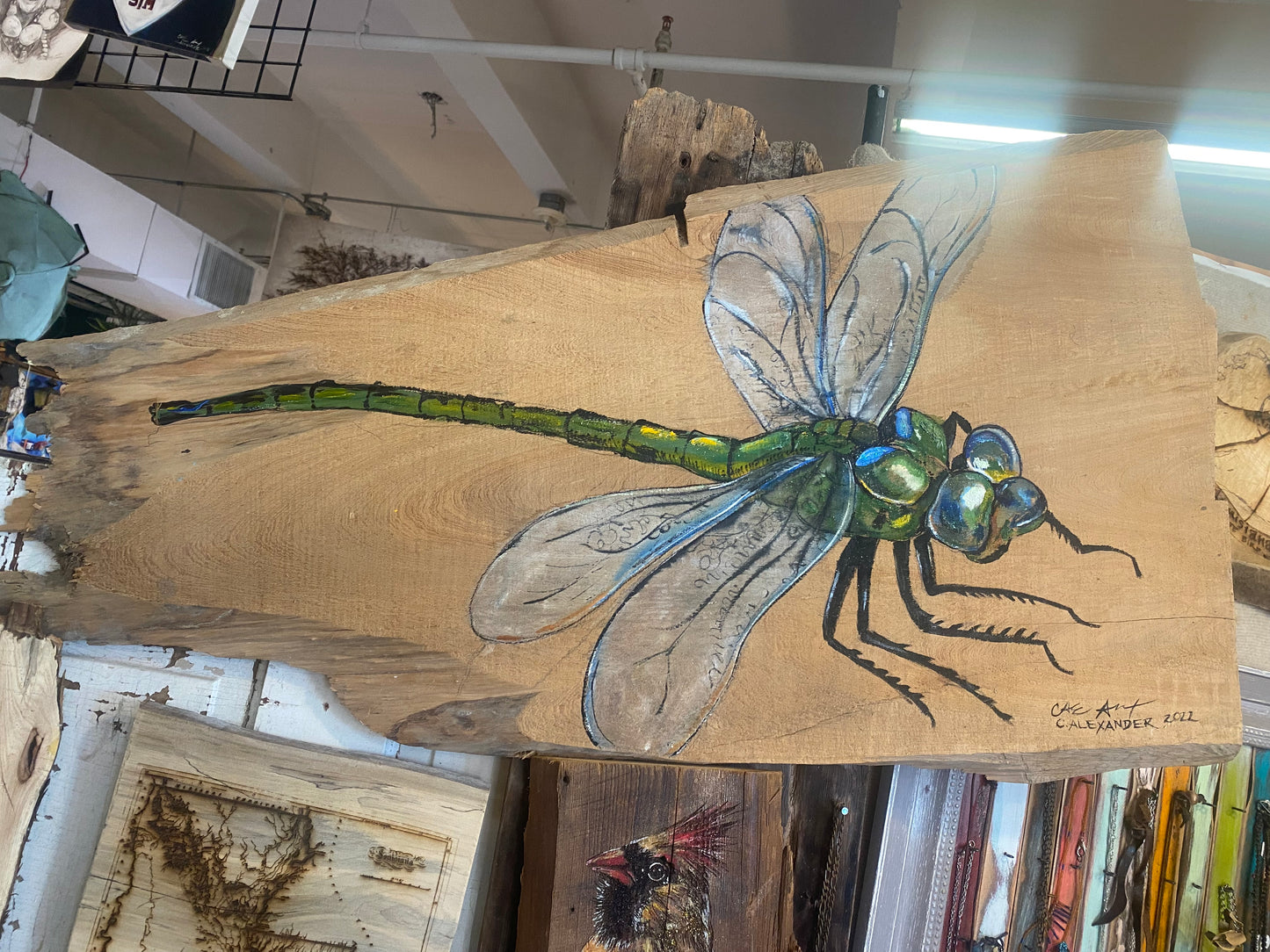 Dragonfly 2 Wood Engraving "One of a Kind"
