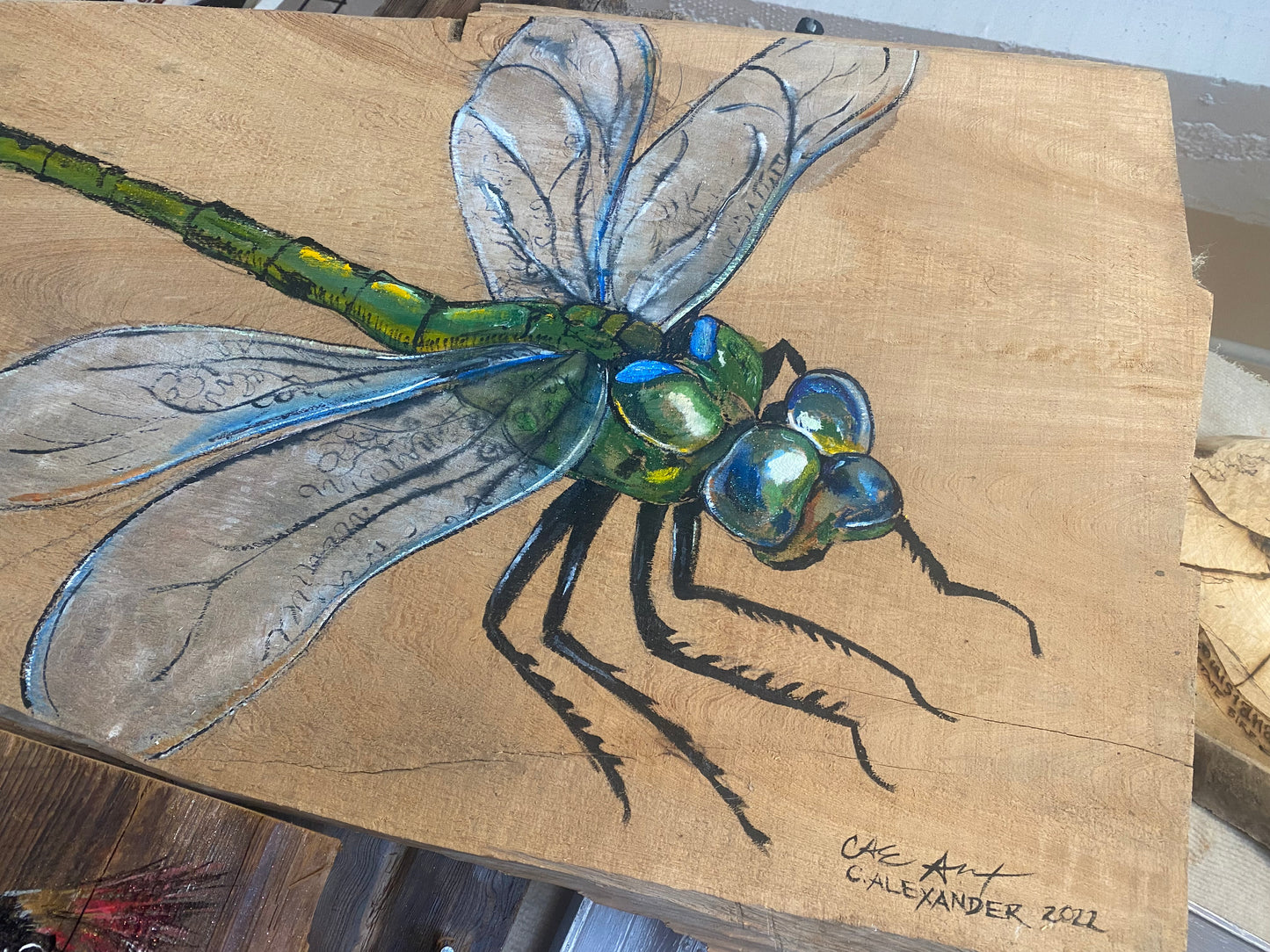 Dragonfly 2 Wood Engraving "One of a Kind"
