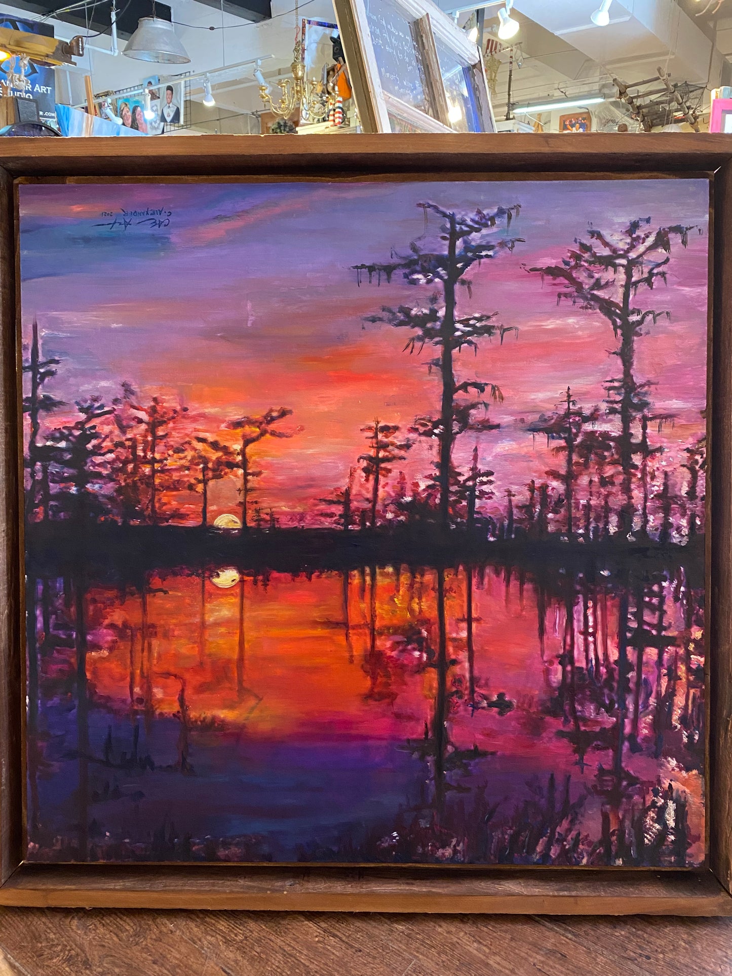 Original, Sunrise, sunset, Louisiana, Horizon, Basin, Swamp, Cypress, Trees, Candice Alexander, Alexander Art, Bayou, Water, venus Bayou