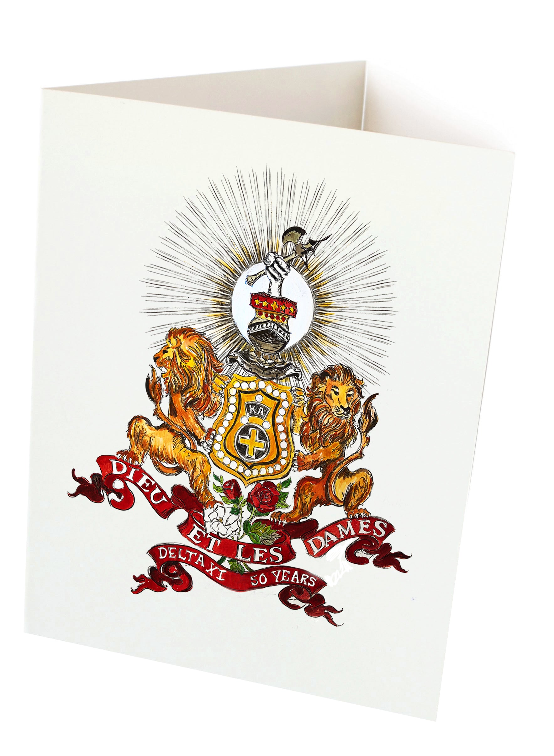notecards Kappa Alpha art by Candice Alexander, louisiana fleur de lis artist