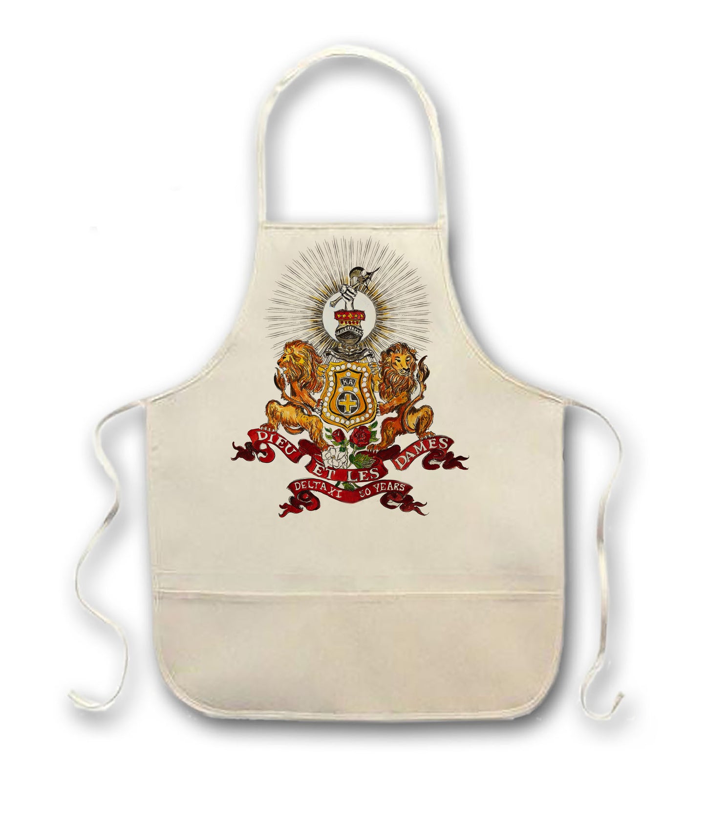 Kappa Alpha art by Candice Alexander, louisiana fleur de lis artist apron