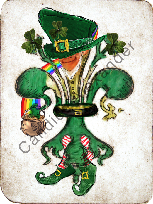 Leprechaun Fleur de Lis design by Candice Alexander, Fleur De Lis Artist Fleur De Lis art by Candice Alexander, Louisiana Artist