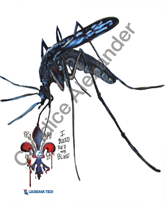 I bleed la tech mosquito art by candice Alexander Louisiana artist