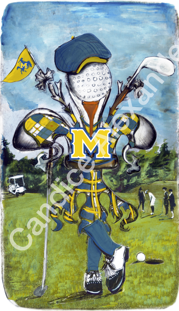 McNeese Golfer Fleur de Lis art by Candice Alexander, Fleur de Lis Artist