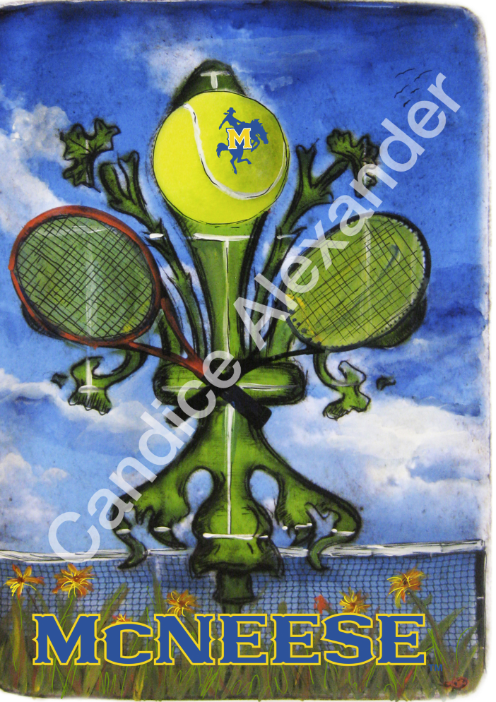 McNeese Tennis Fleur de Lis art by Candice Alexander, Fleur de Lis Artist Fleur De Lis art by Candice Alexander, Louisiana Artist