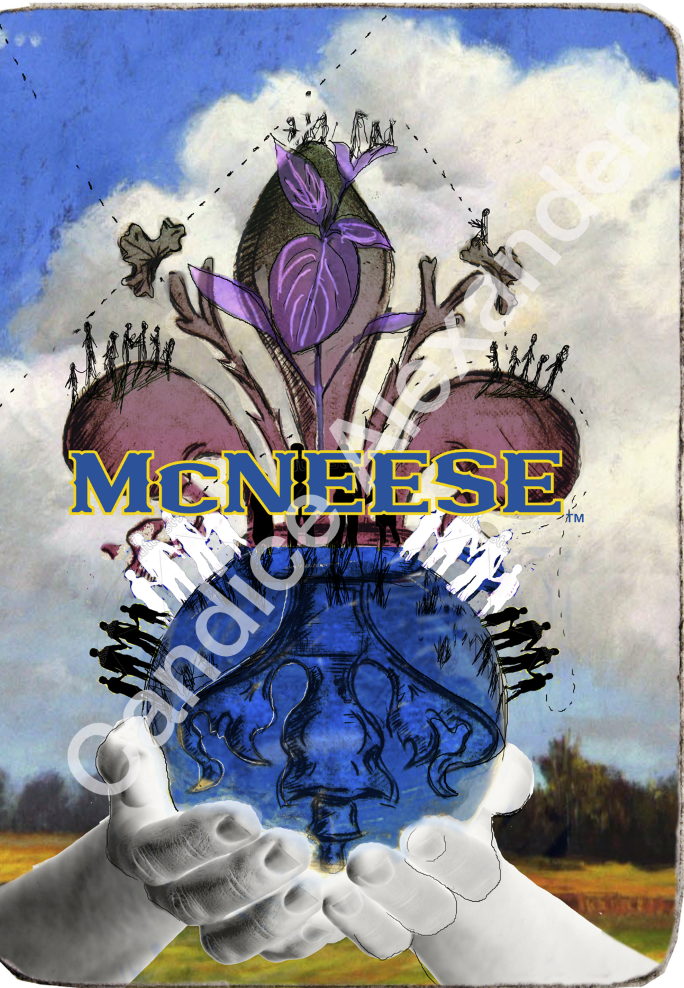 McNeese United Fleur de Lis art by Candice Alexander, Fleur de Lis Artist