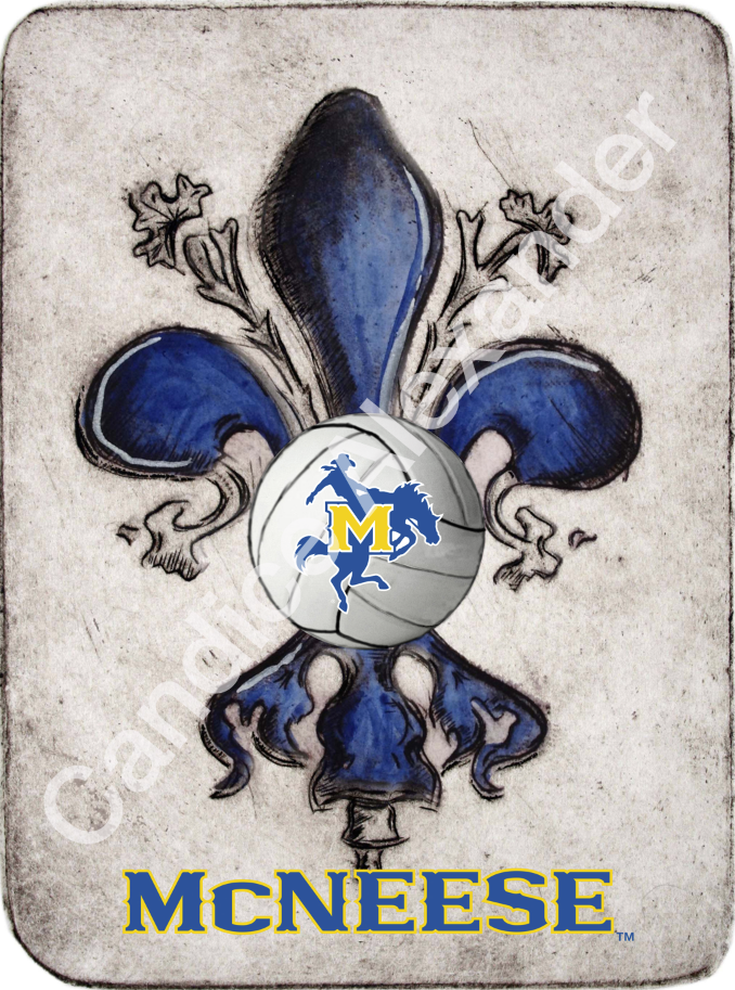 Mcneese volleyball Fleur de Lis art by Candice Alexander, Fleur de Lis Artist