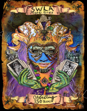 SWLA Official 2017 Mardi Gras Poster Fleur De Lis art by Candice Alexander, Louisiana Artist Candice Alexander Fleur De Lis Artist