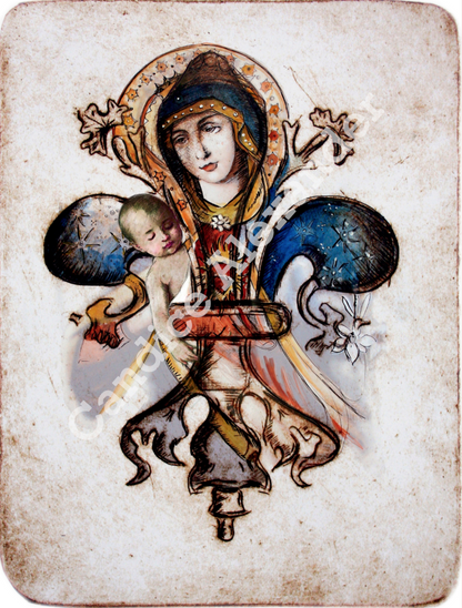 Mary With Child Fleur de Lis design by Candice Alexander, Fleur De Lis Artist