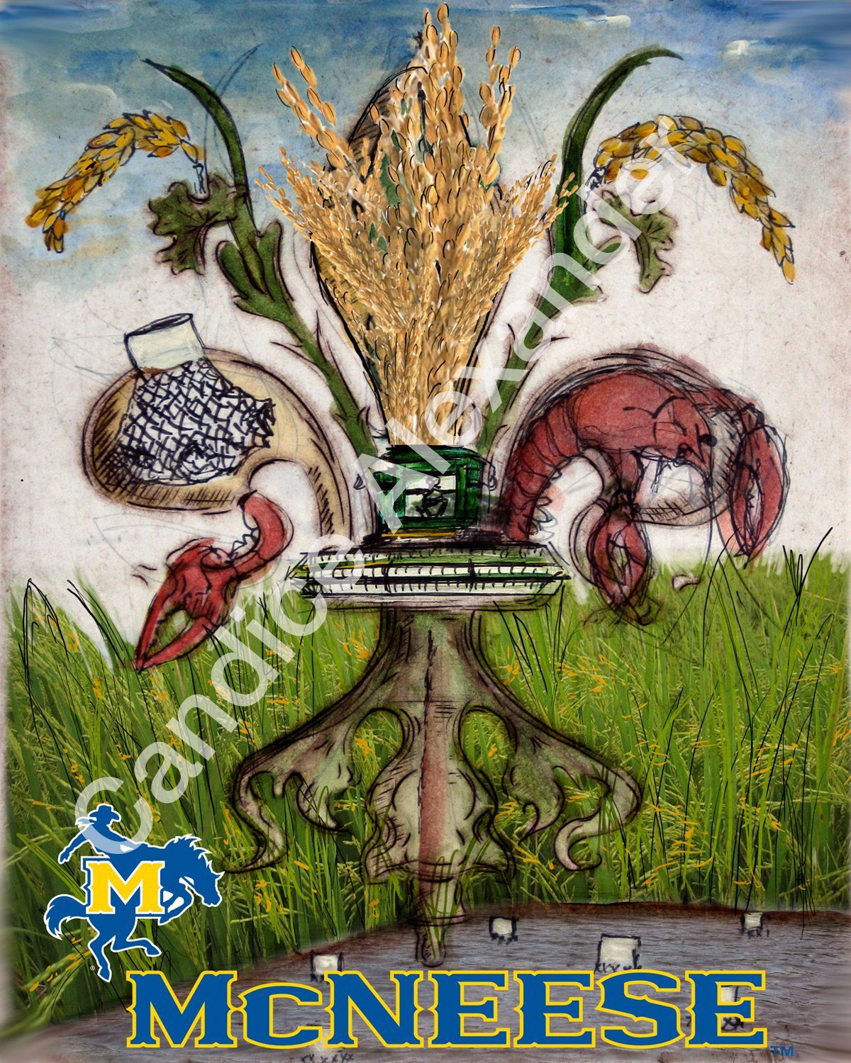 Mcneese Agriculture Fleur De Lis art by Candice Alexander, Louisiana Artist