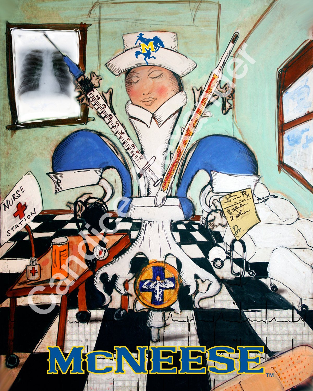 McNeese Nurse Fleur de Lis Candice Alexander Artist Fleur De Lis art by Candice Alexander, Louisiana Artist