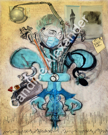 medical surgeon Fleur De Lis art by Candice Alexander, Louisiana Artist