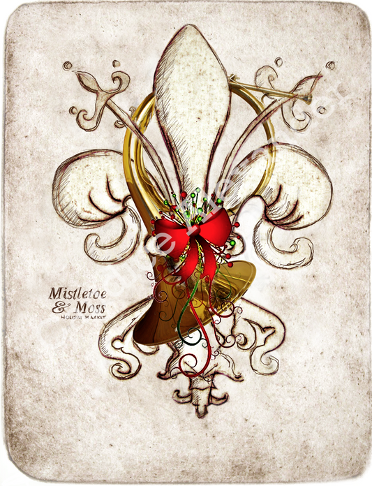 Mistletoe and Moss Fleur de Lis design by Candice Alexander, Fleur De Lis Artist Fleur De Lis art by Candice Alexander, Louisiana Artist