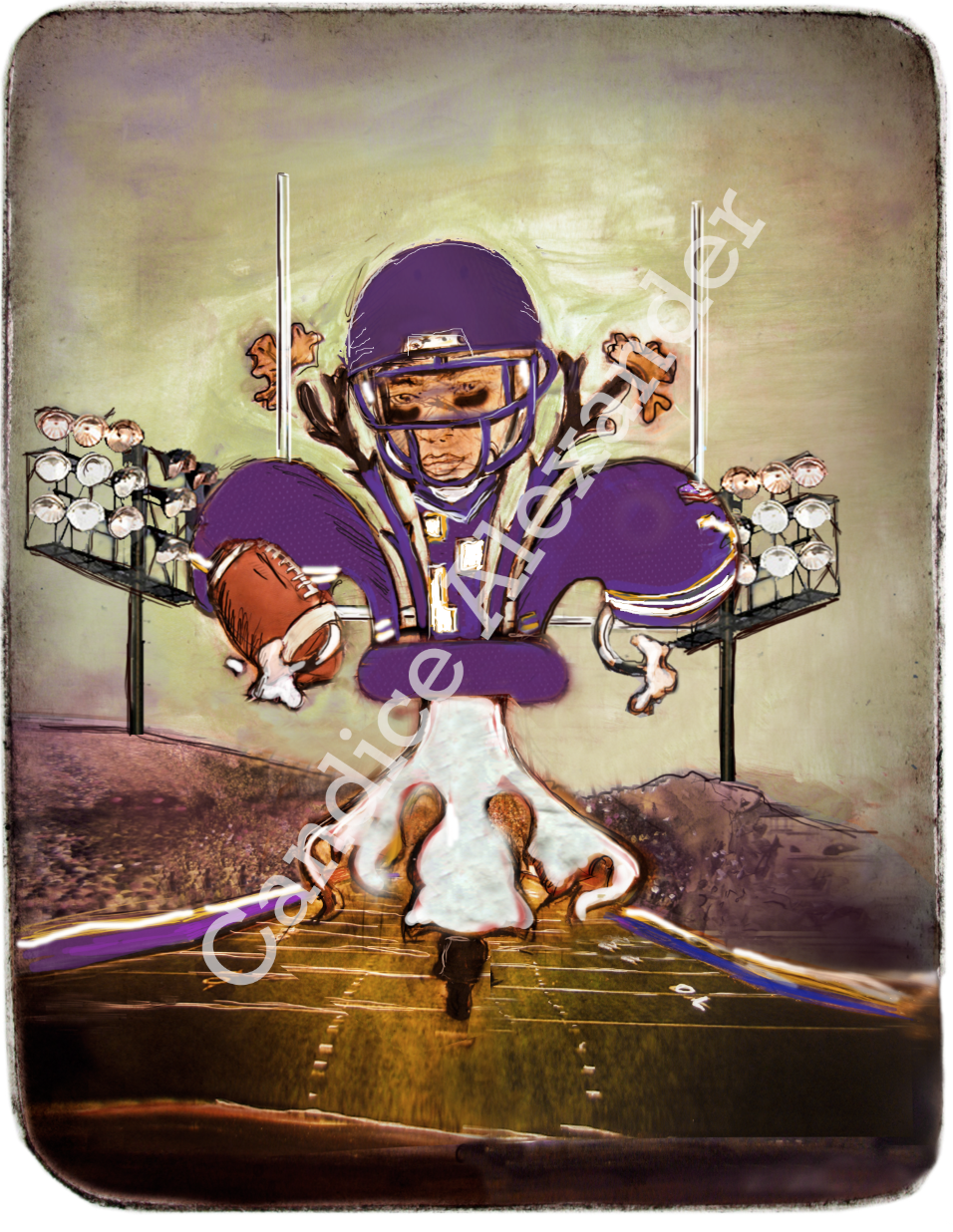 Northwestern State Football Fleur De Lis art by Candice Alexander, Louisiana Artist Fleur de Lis design by Candice Alexander, Fleur De Lis Artist