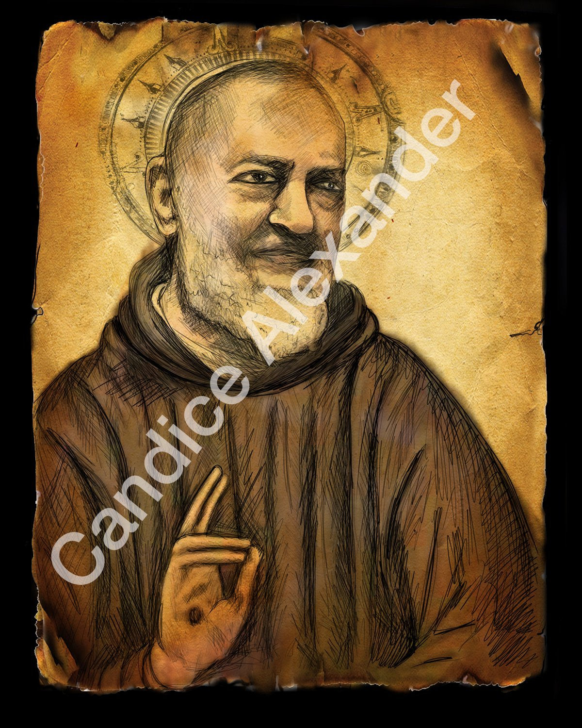 Padre Pio Candice Alexander Fleur De Lis Artist Fleur De Lis art by Candice Alexander, Louisiana Artist