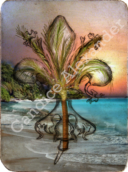 Palm Fleur De Lis art by Candice Alexander, Louisiana Artist Fleur de Lis art by Candice Alexander, Fleur De Lis Artist