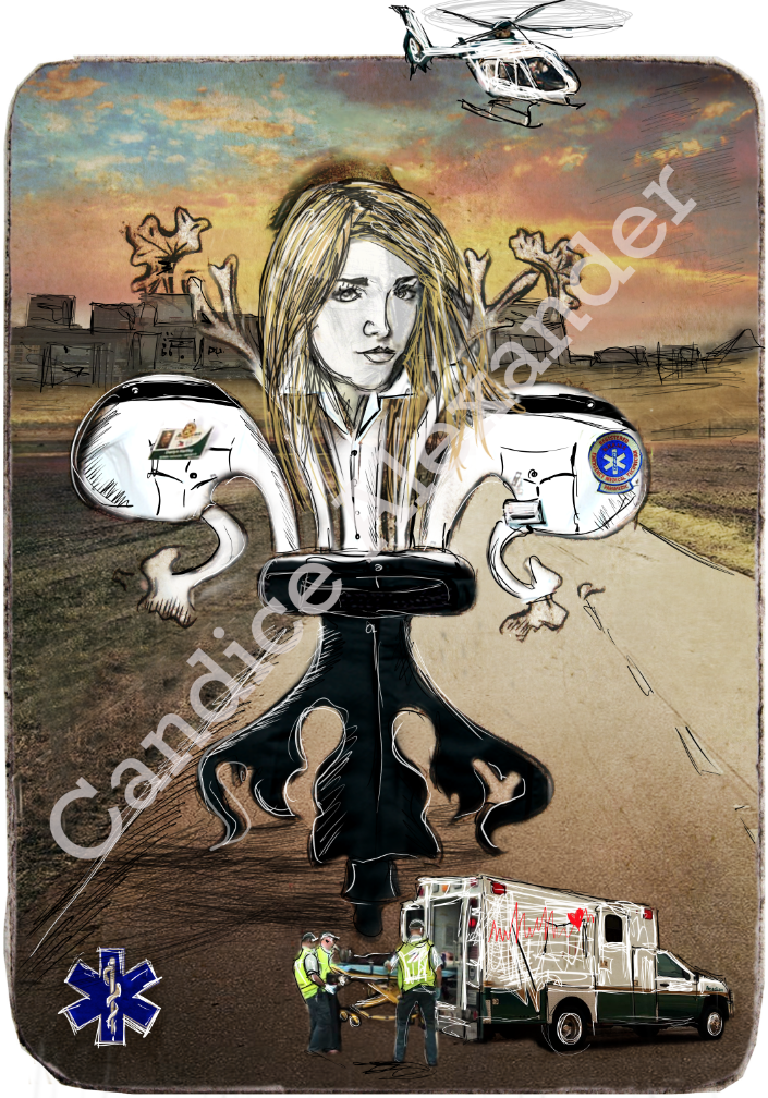 Female Paramedic Fleur de Lis design by Candice Alexander Fleur De Lis art by Candice Alexander, Louisiana Artist