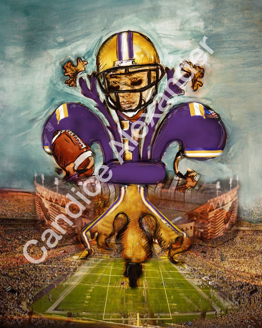 LSU Purple and Gold Football Fleur De Lis Design by Candice Alexander