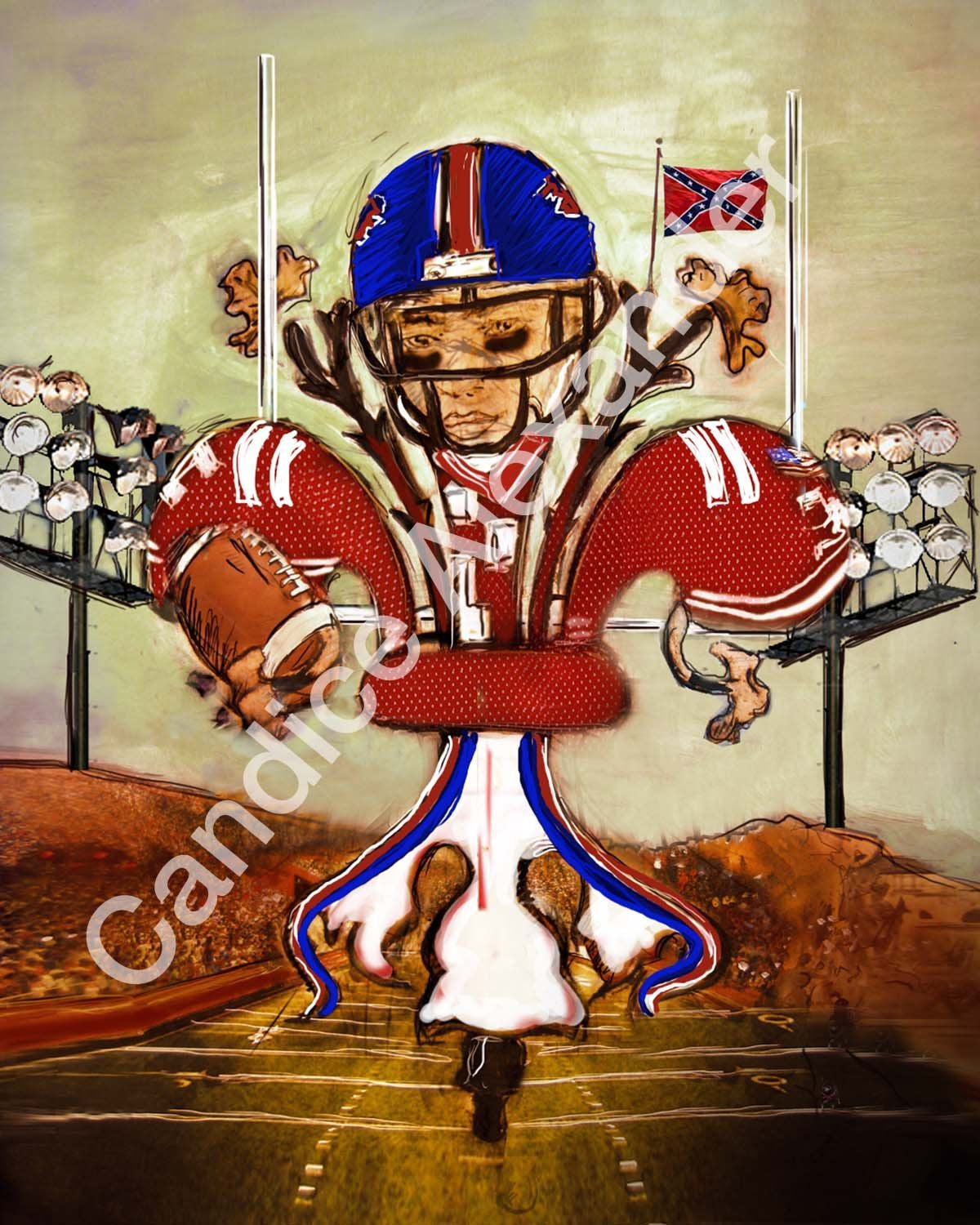 Rebel Football Fleur De Lis art by Candice Alexander, Louisiana Artist Fleur De Lis Art by Candice Alexander Fleur de Lis Artist