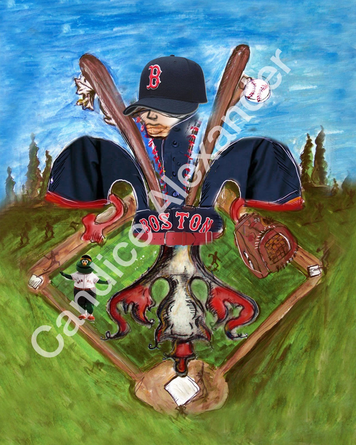 Red Sox Baseball Fleur De Lis Design Candice Alexander  Fleur De Lis art by Candice Alexander, Louisiana Artist