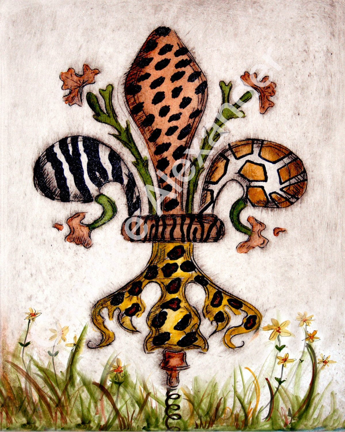 Safari 2 Fleur De Lis design by Candice Alexander Fleur De Lis art by Candice Alexander, Louisiana Artist