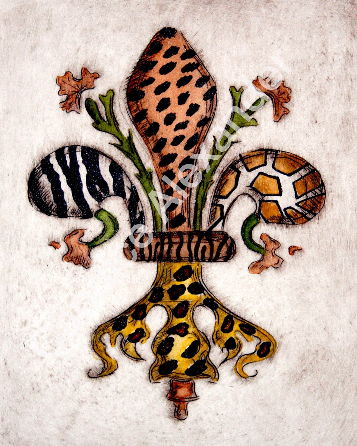 Safari Fleur De Lis art by Candice Alexander, Louisiana Artist