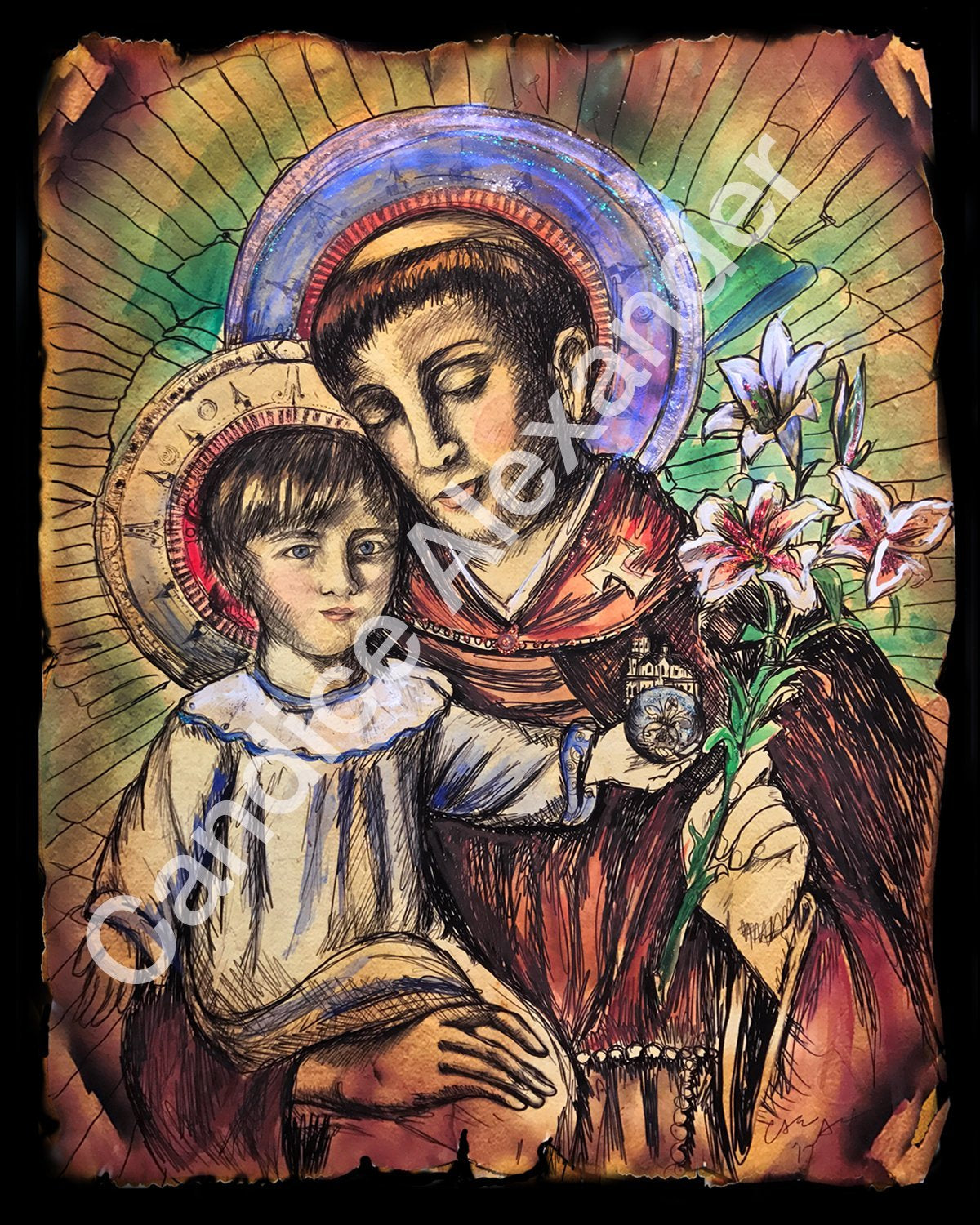 Saint Anthony Candice Alexander Fleur De Lis Artist Fleur De Lis art by Candice Alexander, Louisiana Artist