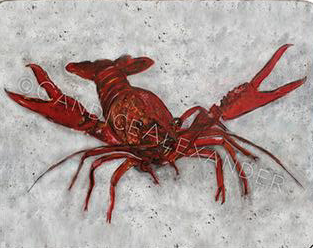 Candice Alexander Old Crawfish Design Fleur De Lis art by Candice Alexander, Louisiana Artist