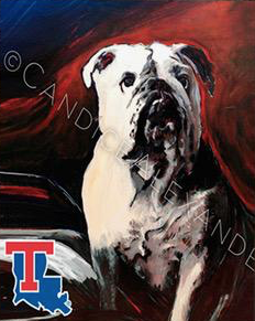 Candice Alexander Louisiana Tech Bull Dog Design Fleur De Lis art by Candice Alexander, Louisiana Artist