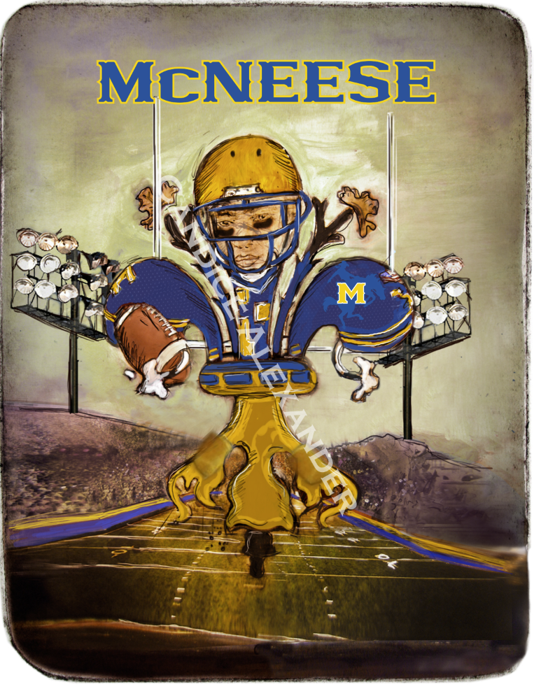 McNeese Football Fleur de Lis art by Candice Alexander, Fleur de Lis Artist Fleur De Lis art by Candice Alexander, Louisiana Artist