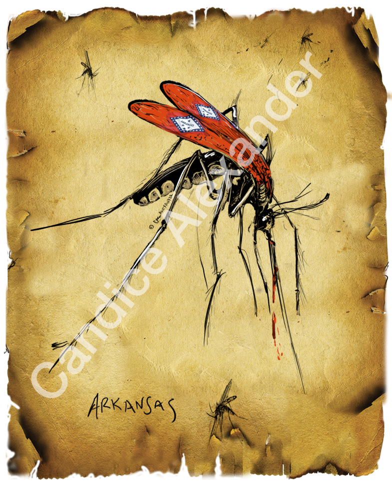 Arkansas Mosquito "I Bleed" Series by Candice Alexander, Fleur de Lis Art by Candice Alexander Louisiana Artist