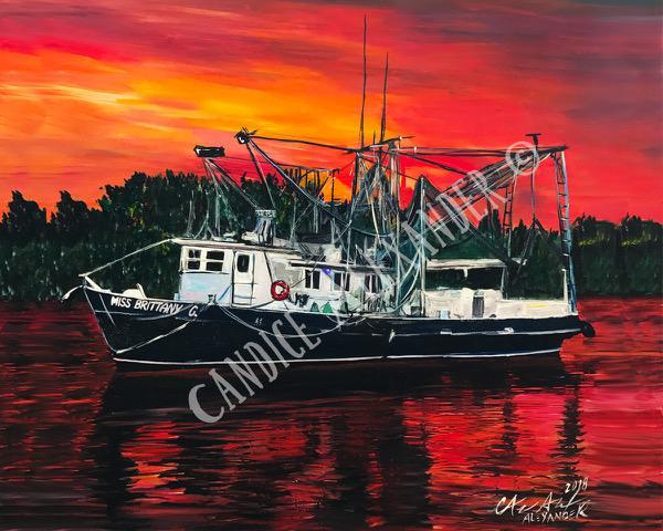 Candice Alexander Shrimp Boat Design Fleur De Lis Artist Fleur De Lis art by Candice Alexander, Louisiana Artist